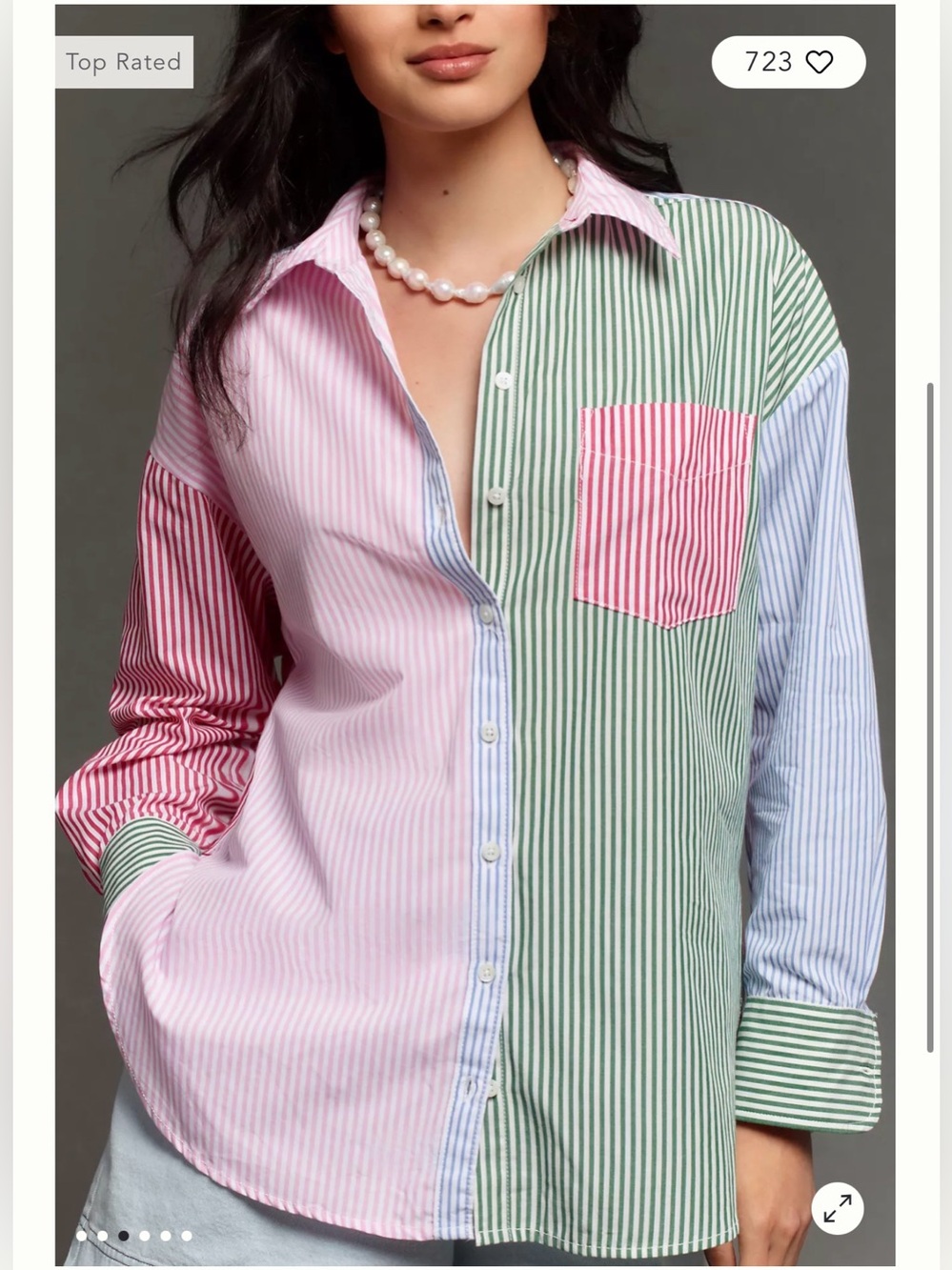 Anthropologie Bennet Buttondown Shirt by Maeve: Mixed Stripe Edition size XL